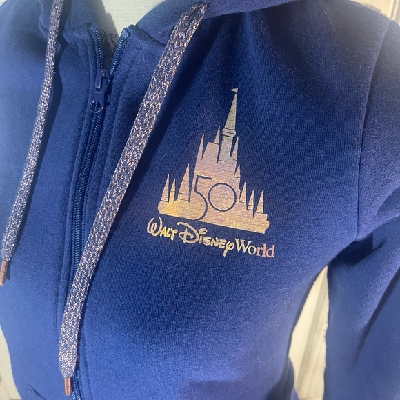 XS Walt Disney World Parks 50th‎ Anniversary Hoodie Full Zip Sweatshirt Navy - Picture 3 of 11